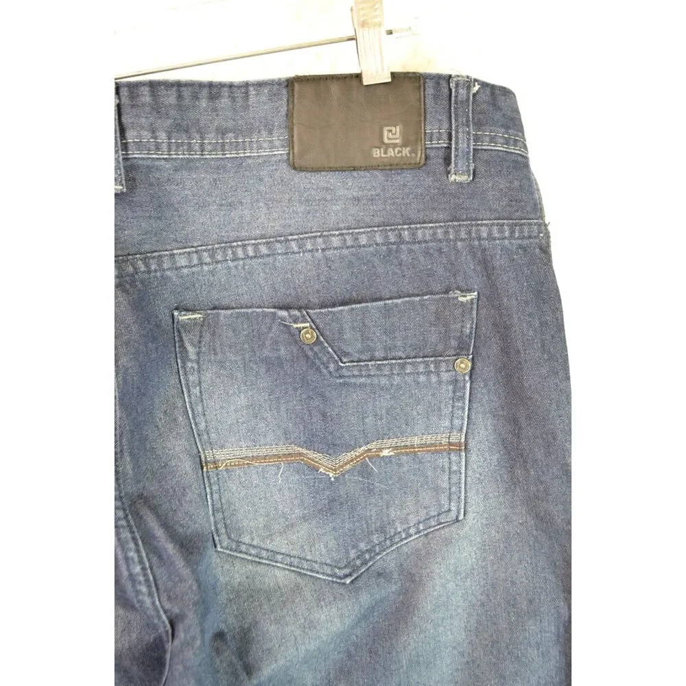 CJ Black Men's 38x32 Slim Fit Dark Wash Distressed Tapered Jeans